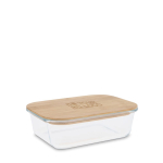 Boîte à lunch rectangulaire classique en verre avec couvercle bambou vue principale