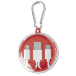Étui avec mousqueton incluant écouteurs et câble de charge couleur rouge troisième vue
