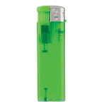 Briquet électronique rechargeable en couleurs transparentes couleur vert lime transparent troisième vue