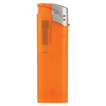 Briquet électronique rechargeable en couleurs translucides couleur orange troisième vue