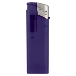 Briquet électronique rechargeable en couleurs translucides couleur bleu foncé troisième vue