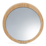 Miroir compact rond idéal pour les voyages fait en liège couleur bois