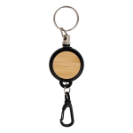 Porte-badge rond avec mousqueton et câble de 60 cm couleur noir