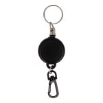 Porte-badge rond avec mousqueton et câble de 60 cm couleur noir deuxième vue