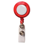 Porte-badge extensible avec logo et clip métallique Extend couleur rouge transparent