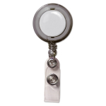 Porte-badge extensible avec logo et clip métallique Extend couleur gris transparent