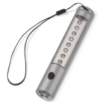 Lampe de poche en aluminium avec lumière LED continue ou clignotante couleur argenté
