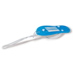 Porte-clés d’été en forme de tongs avec corps en EVA Menorca couleur bleu quatrière vue