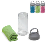 Serviette de 30x90 cm présentée dans un pot transparent avec poignée