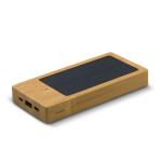 Batterie externe en bambou FSC avec panneau solaire, 8.000 mAh couleur bois