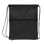 Sac à cordons en RPET avec poche frontale zippée 210T couleur noir deuxième vue