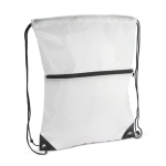 Sac à cordons en RPET avec poche frontale zippée 210T couleur blanc
