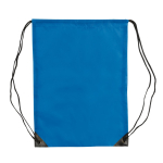 Sac à cordons en polyester coloré avec cordons noirs couleur bleu deuxième vue