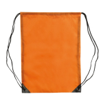 Sac à cordons en polyester coloré avec cordons noirs couleur orange deuxième vue