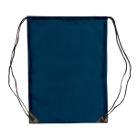 Sac à cordons en polyester coloré avec cordons noirs couleur bleu foncé deuxième vue