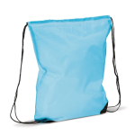Sac à cordons en polyester coloré avec cordons noirs couleur bleu ciel