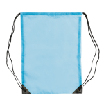 Sac à cordons en polyester coloré avec cordons noirs couleur bleu ciel deuxième vue