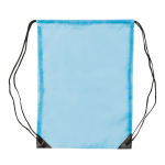 Sac à cordons en polyester coloré avec cordons noirs couleur bleu ciel troisième vue