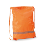Sac à cordons en polyester avec bande réfléchissante horizontale couleur orange