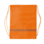 Sac à cordons en polyester avec bande réfléchissante horizontale couleur orange deuxième vue