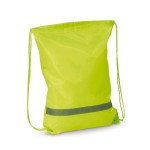 Sac à cordons en polyester avec bande réfléchissante horizontale couleur vert lime