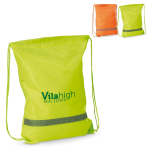 Sac à cordons en polyester avec bande réfléchissante horizontale