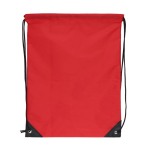 Sac à cordons en RPET avec détails noirs sur les côtés couleur rouge deuxième vue