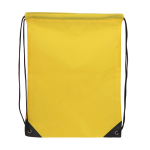 Sac à cordons en RPET avec détails noirs sur les côtés couleur jaune deuxième vue