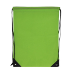 Sac à cordons en RPET avec détails noirs sur les côtés couleur vert lime deuxième vue