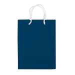 Petit sac en papier laminé coloré avec anse en corde couleur bleu foncé troisième vue