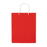 Sac moyen en papier laminé coloré avec anse en corde couleur rouge troisième vue