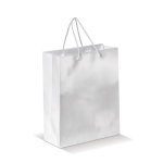 Sac moyen en papier laminé coloré avec anse en corde couleur blanc