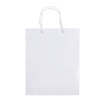 Sac moyen en papier laminé coloré avec anse en corde couleur blanc deuxième vue