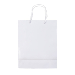 Sac moyen en papier laminé coloré avec anse en corde couleur blanc troisième vue
