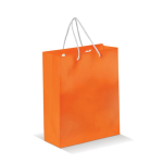 Sac moyen en papier laminé coloré avec anse en corde couleur orange