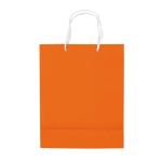 Sac moyen en papier laminé coloré avec anse en corde couleur orange troisième vue