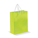 Sac moyen en papier laminé coloré avec anse en corde couleur vert lime