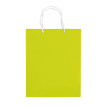 Sac moyen en papier laminé coloré avec anse en corde couleur vert lime deuxième vue