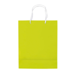 Sac moyen en papier laminé coloré avec anse en corde couleur vert lime troisième vue