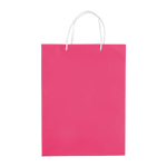 Grand sac en papier laminé coloré avec anse en corde couleur rose deuxième vue