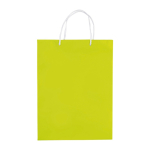 Grand sac en papier laminé coloré avec anse en corde couleur vert lime deuxième vue