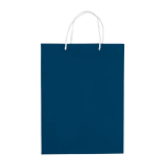 Grand sac en papier laminé coloré avec anse en corde couleur bleu foncé deuxième vue