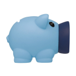 Tirelire en matériau synthétique en forme de cochon couleur bleu ciel deuxième vue
