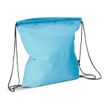 Sac à cordons en non-tissé de couleurs avec cordons noirs 75 g/m² couleur bleu ciel