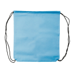 Sac à cordons en non-tissé de couleurs avec cordons noirs 75 g/m² couleur bleu ciel troisième vue