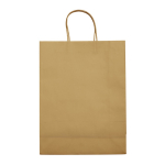 Grand sac en papier kraft coloré pour cadeau 120 g/m2 couleur marron clair troisième vue