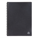 Carnet à spirale en cuir recyclé avec pages lignées FSC couleur gris foncé