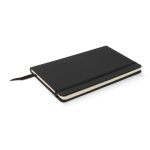 Carnet en RPET et PU de couleurs vives avec pages lignées FSC A5 couleur noir quatrière vue