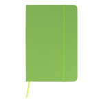 Carnet en RPET et PU de couleurs vives avec pages lignées FSC A5 couleur vert olive deuxième vue