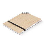 Bloc-notes avec couverture en bambou et spirale en coin A6 couleur naturel